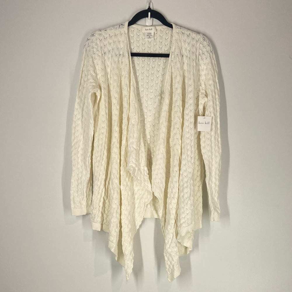 Kate Hill Cream Open-Front Cardigan